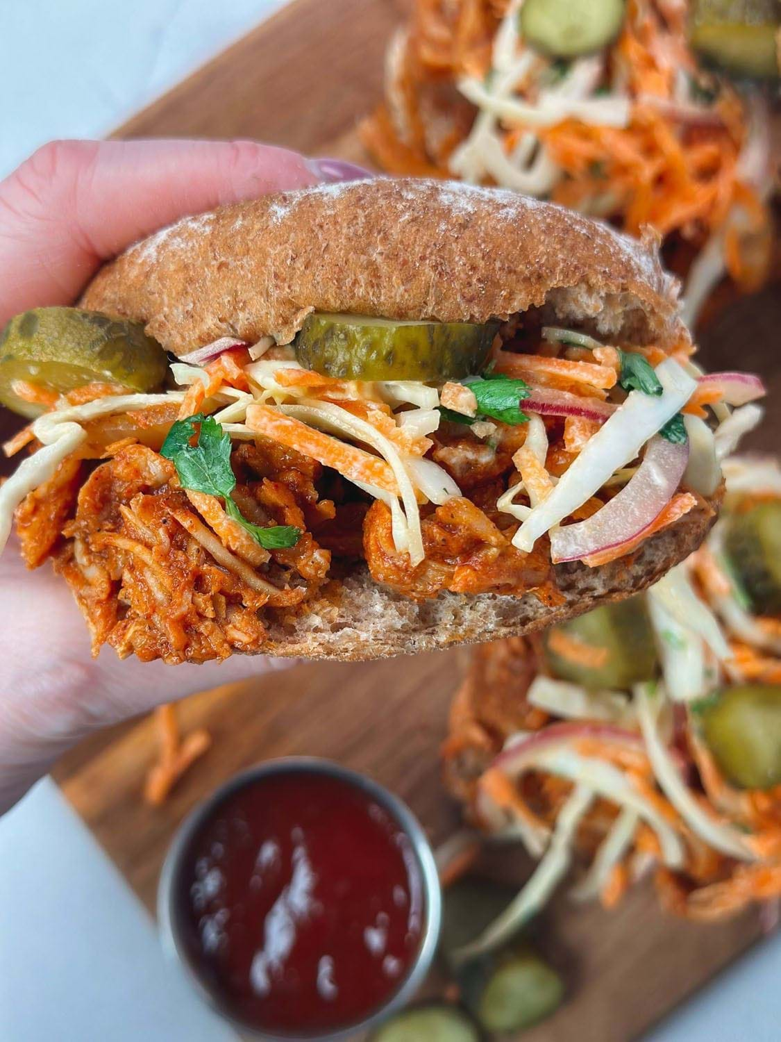 Slow Cooker Pulled Pork Burgers with Homemade Coleslaw