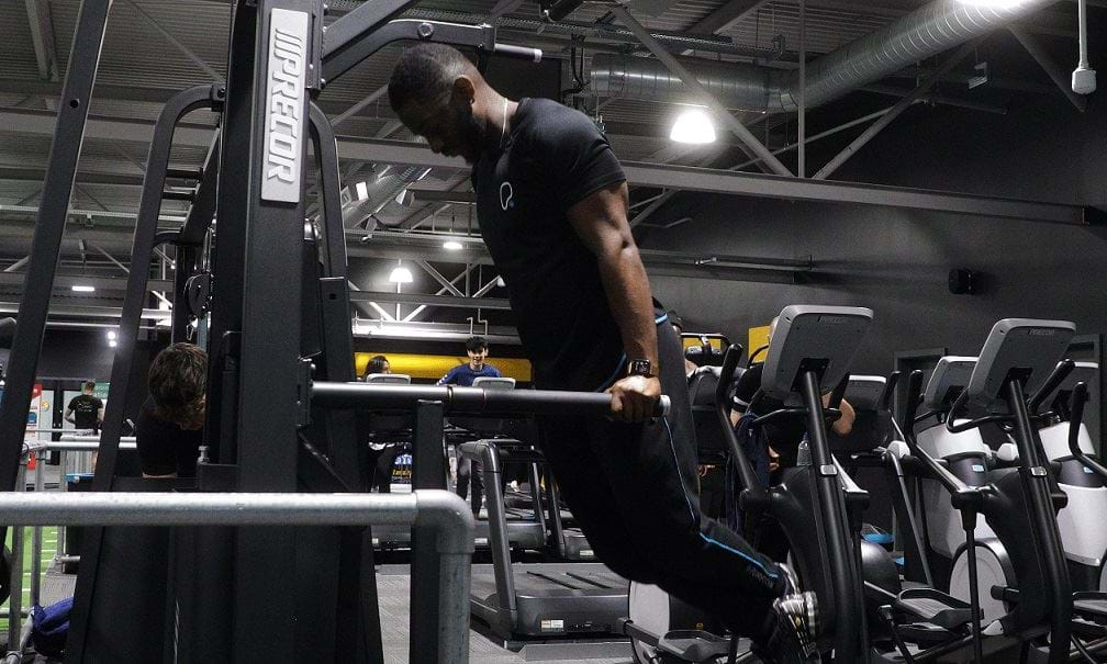 Man doing a chest dip