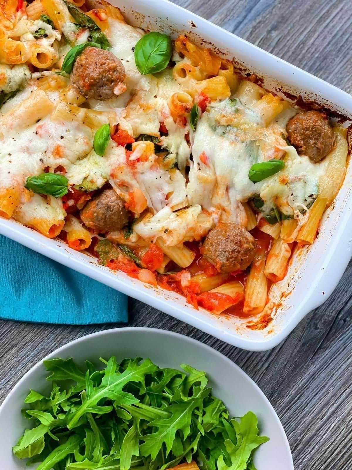 Meatball pasta bake